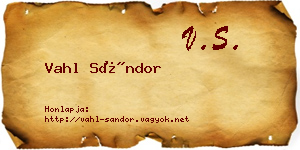 Vahl Sándor névjegykártya