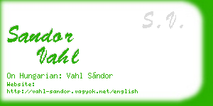 sandor vahl business card